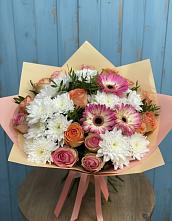 Букет цветов из:  Розы, Герберы и Хризантемы #REPLACE_PRED# Шале
