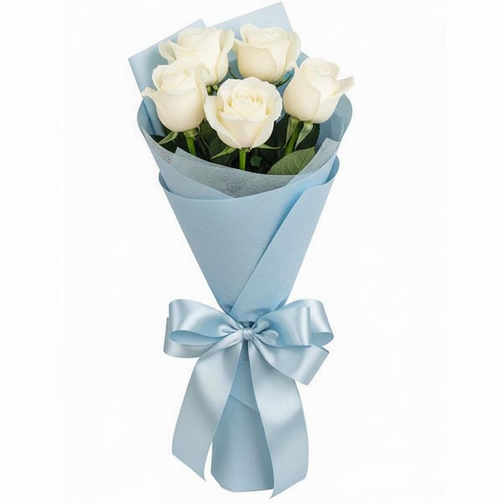 Букет 5 Белых роз Проуд в Шале