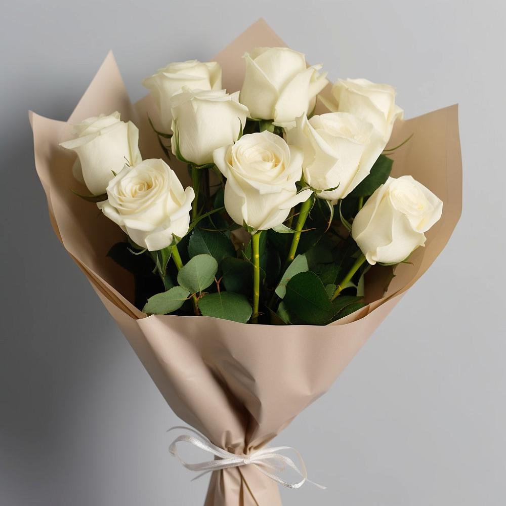 Букет 9 Белых роз Эдлесс Лав в Шале