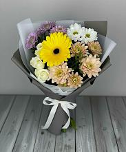 Букет цветов из:  Розы, Герберы и Хризантемы #REPLACE_PRED# Шале