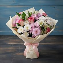 Букет цветов из:  Хризантемы, Альстромерии и Розы в Шале