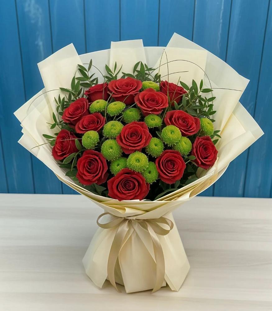 Букет цветов из: Розы и Хризантемы в Шале