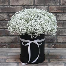 Цветочная композиция из Гипсофила в шляпной коробке в Шале